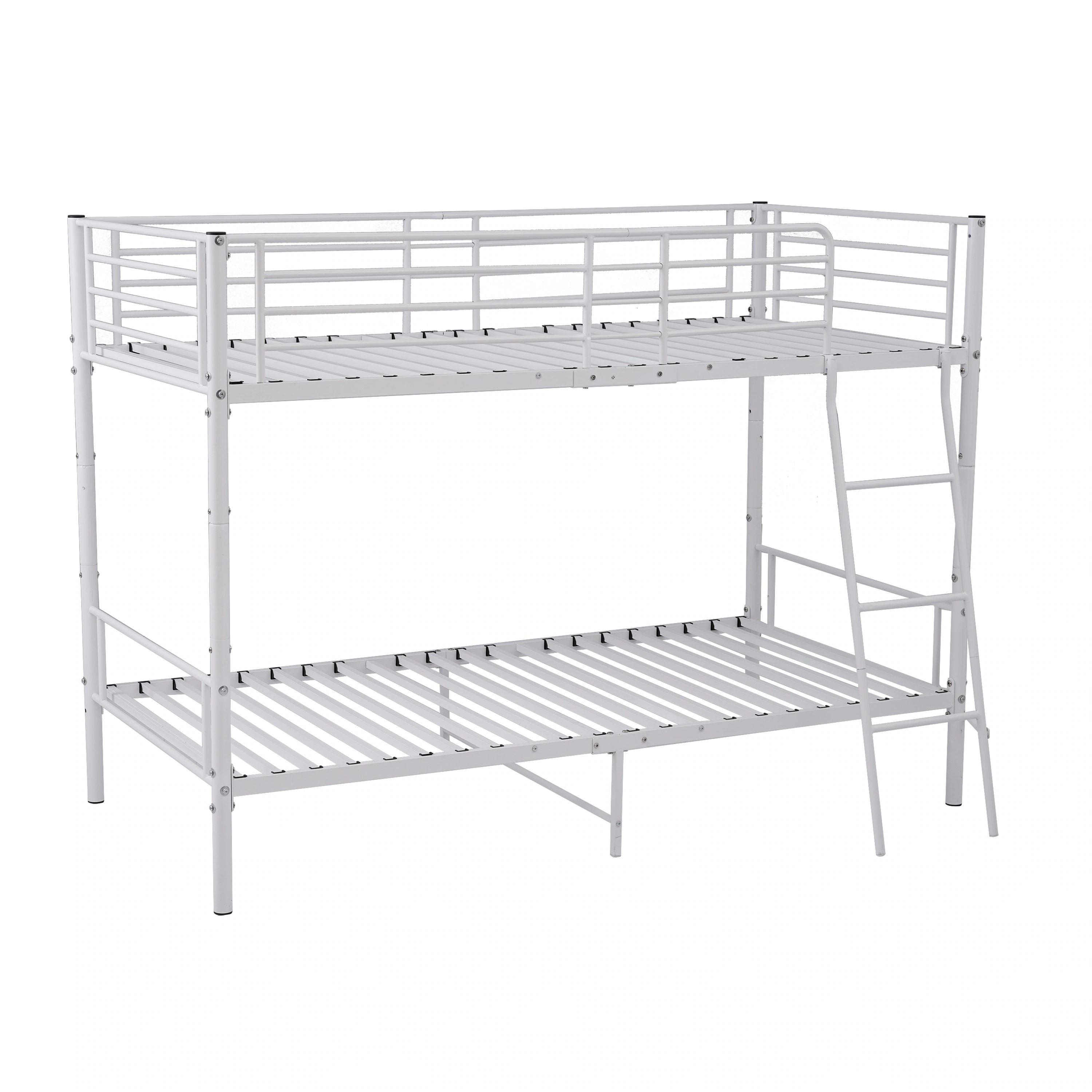 【国内発送】二段ベッド 欧州安全基準認証獲得済 ロフトベッド シングルベッド パイプ 耐震 頑丈フレーム 大人ベッド 子供部屋 社員寮 学生寮 耐荷重150kg ミドルタイプ 高さ150cm [ホワ