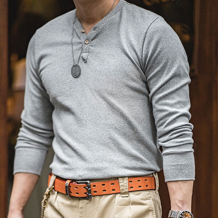 ヘンリーネック Tシャツ 長袖 メンズ ロングtシャツ ロンT 綿 コットン アメカジ スリム 細身 メンズファッション ロングスリーブ 長袖tシャツ カットソー 春 秋 普段着 カジュアル かっこい