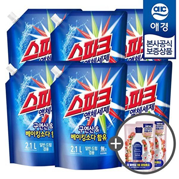 エギョン 秘密 スパーク 一般 ドラム兼用 液体洗剤 2.1L x 6個 (贈呈なくなり次第予告なく終了)