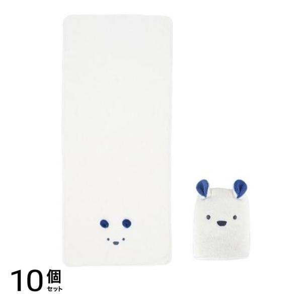 CB JAPAN (シービージャパン) カラリズーイ 吸水アニマル フェイスタオル 80×30cm 1枚入 (シロクマ) 10個セット