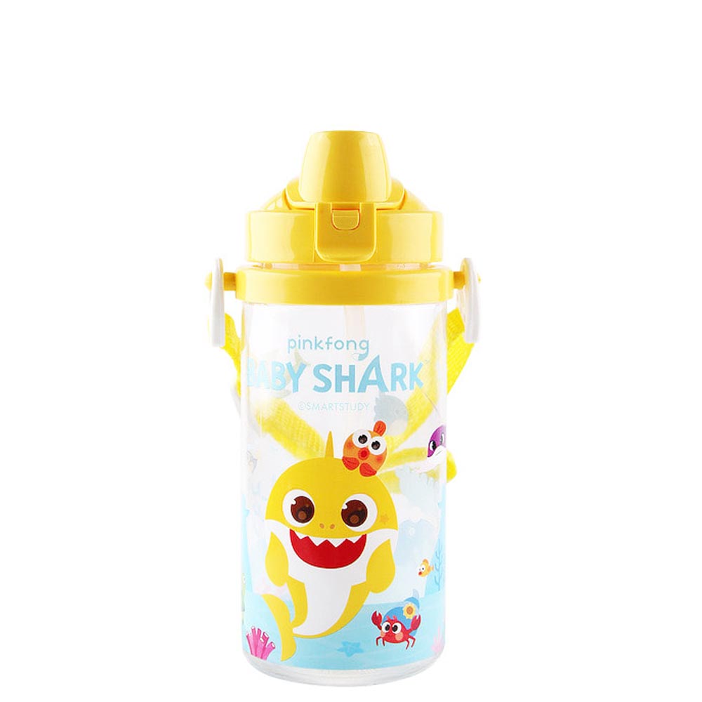 ピンキッツ 赤ちゃんサメ シンプル 肩ヒモ付き ストロー 水筒 350ML