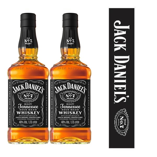 【正規品 1750ml2本 オリジナルマフラータオル付】ジャック ダニエル ブラックラベル オールド No.7 テネシーウイスキー 正規代理店輸入品