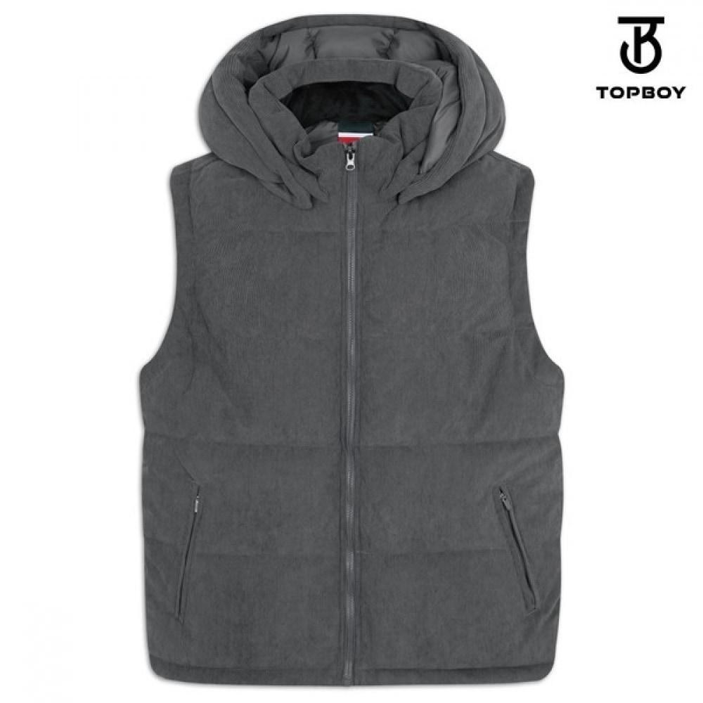 (TOPBOY) 取り外し可能なフード付きコーデュロイウェロンパッド入りベスト (SUH049)