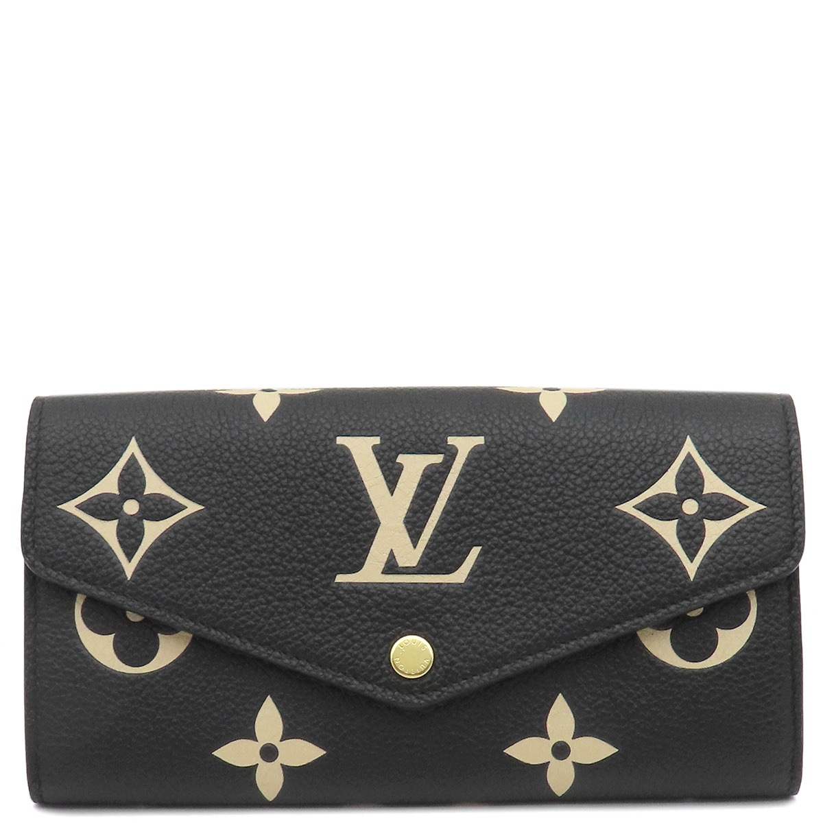 ルイヴィトン LOUIS VUITTON 長財布 ポルトフォイユ サラ モノグラムアンプラント ブラック×ベージュ ゴールド金具 黒 フラップ M80496 【箱】【中古】