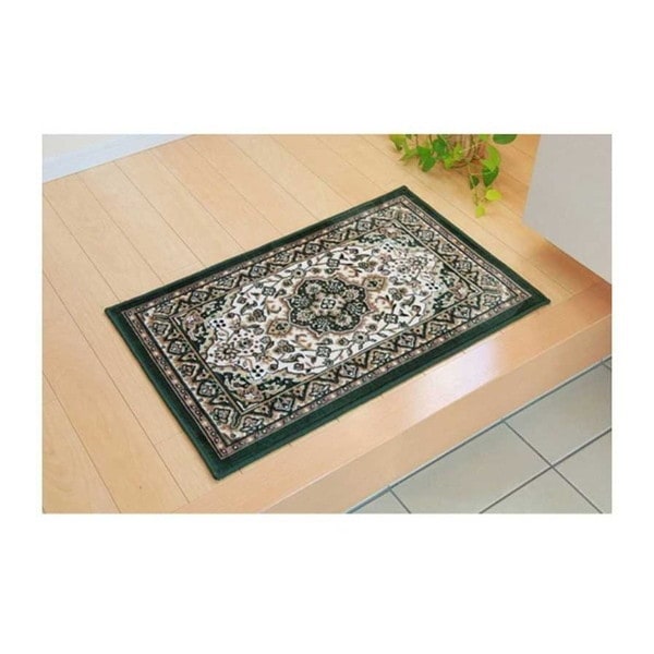 2027770 玄関マット 洗える モケット織り 王朝柄 メンデル グリーン 67110cm 滑りにくい加工 メーカー直送 5,208円