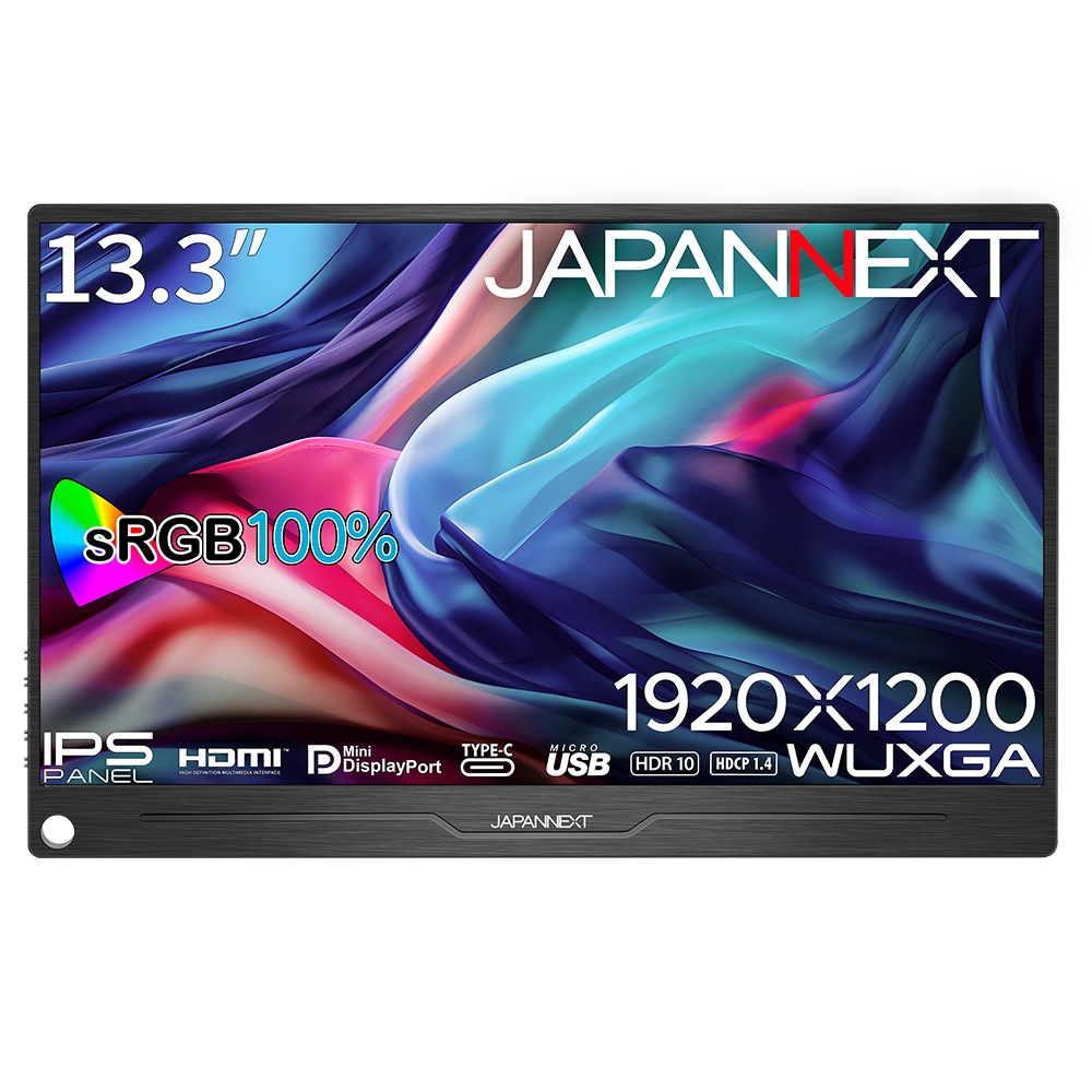 JAPANNEXT（ジャパンネクスト） 13.3型 モバイル液晶ディスプレイ(WUXGA/IPS/非光沢/60Hz/25ms(GtoG)/HDMI/Display Port/USB-C/スピーカー搭載