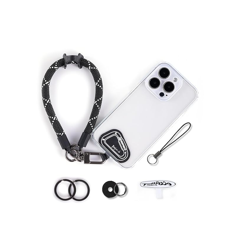 [project-cb] スマホストラップ ハンドストラップ カメラハンドストラップ ストラップホルダー リストストラップ 落下防止 調整可能 リングストラップ (ブラックシャドウ)