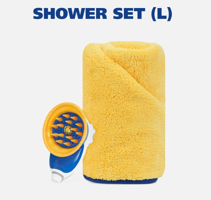 Shower Set L (Shower Head+Towel L)/Low Noise & Splash-Free + Ultra Absorbent Microfiber Sponge Towel