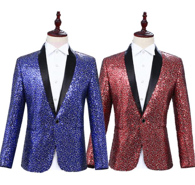 メンズスパンコールジャケット　結婚式フォマールスーツコート　二次会イベントダンス衣装　ジャズウエア　司会者スパンコールスーツジャケット　イベント年会演出衣装　公演服　送料無料 5,630円