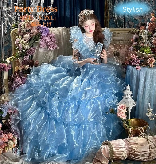 ウェディングドレス パーティードレス Aラインドレス 結婚式 ロングドレス カラードレス 高級感 演奏会 姫系風 前撮り ウェディング撮影 きれいめ 二次会 披露宴 発表会 舞台用 ピアノ 誕生日 成