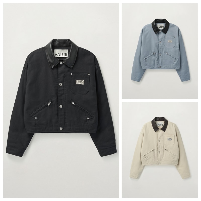 [人気]SATUR★ (W) Crop Cotton Work Jacket ★ワークジャケット SATUR】 (W) CROP COTTON WORK JACKET : 3COLORS その他 アウター