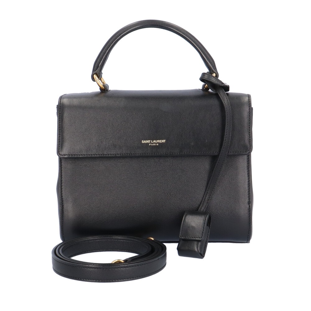 イヴサンローラン サックムジーク ショルダーバッグ レザー 355157 ブラック YVES SAINT LAURENT 中古 美品
