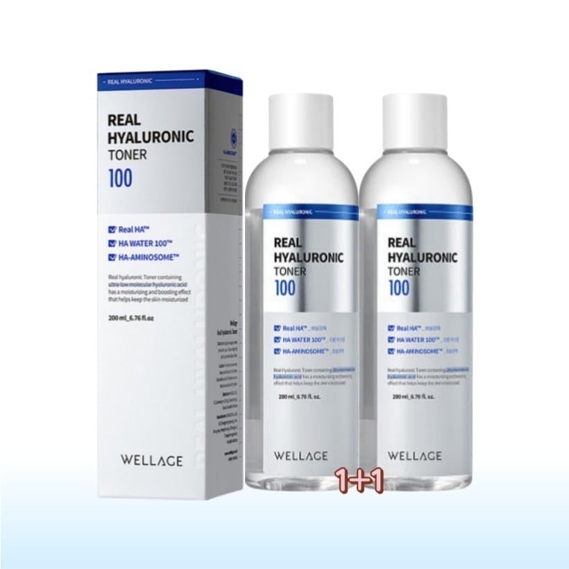 [1+1 韓国人気トナー] リアル ヒアルロニック 100 トナー 200ml 2本 /ヒアルロン酸 水分トナー 韓国コスメ スキンケア 肌鎮静 おすすめ