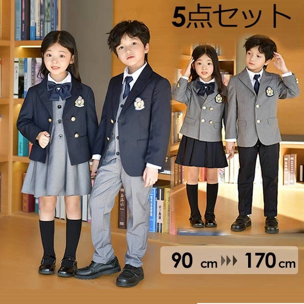 フォーマルスーツ キッズ 男の子 女の子 卒園 入学 男児スーツ 5点セット 卒園式 ワンピース 90 100 110 120 130 140 150 160 170 dt558c0