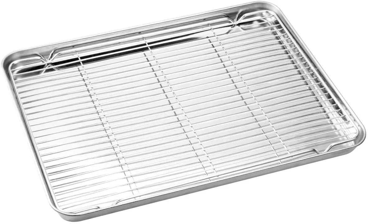 揚げ物 バット 料理 ステンレス パッド 浅型バット バット網 天ぷらトレー 油切り網 油きりバット 油揚げ 揚げ物用 ステンレス皿 湯煎焼き用バット オーブン対応 食洗機対応 (26