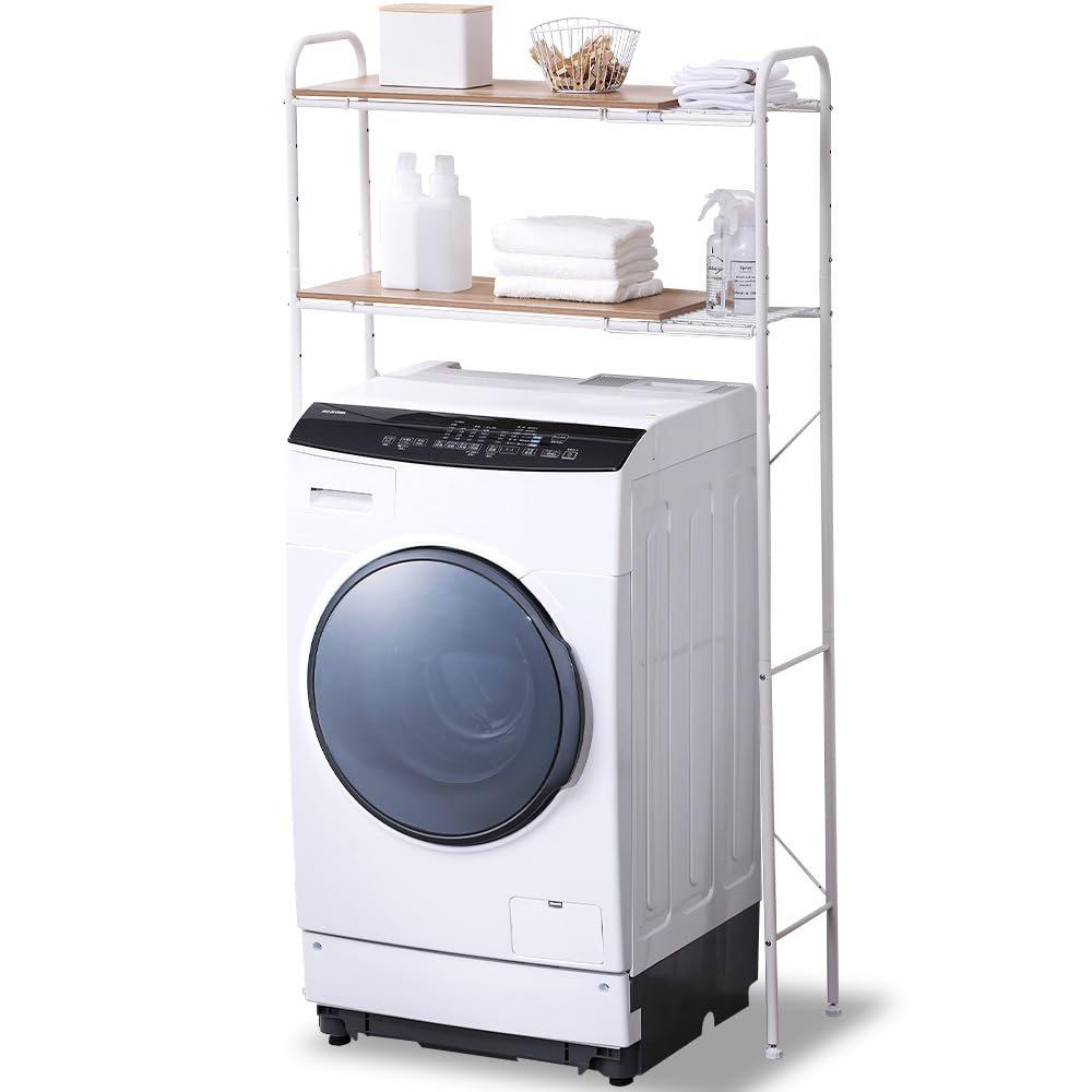 全国送料無料 【1台ですっきり】アイリスオーヤマ ランドリーラック 洗濯機ラック 幅伸縮タイプ(70~90cm) ホワイト デッドスペースを賢くおしゃれに活用 収納棚 隙間収納 ランドリールームをより