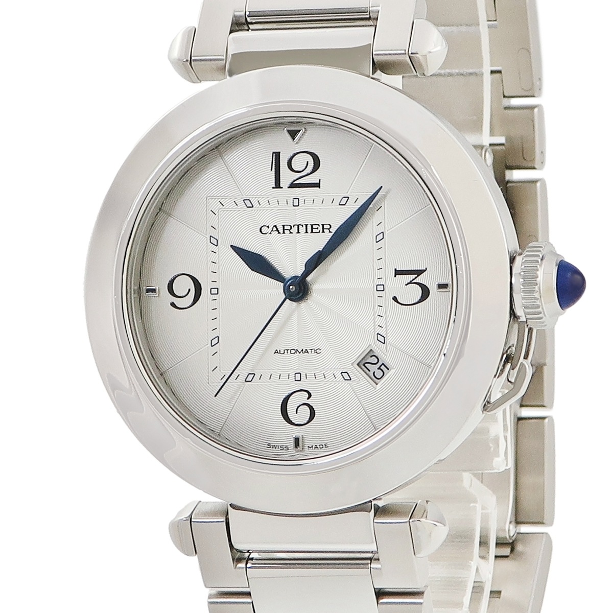 パシャ ドゥ カルティエ 41mm WSPA0009 自動巻き メンズ ギヨシェ 青針 ブルースティール デイト 3年保証