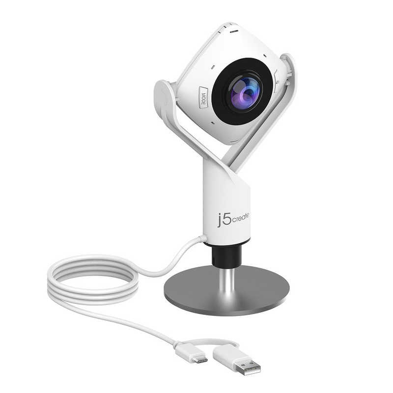 J5　ウェブカメラ マイク内蔵 360 パノラマミーティング ホワイト [有線]　JVCU360