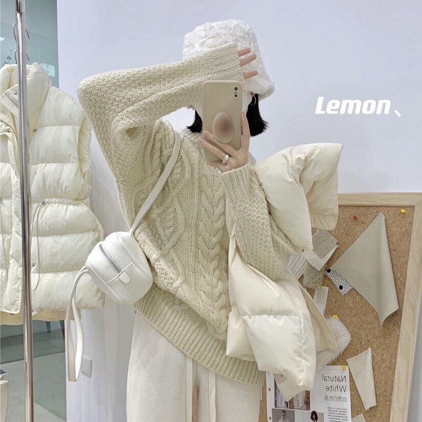３色 トップス ニット セーター レディース 秋冬 かわいい ゆったり 厚手 長袖 オーバーサイズ ゆったり 大きめ 長袖 ボリューム袖 Uネック ラウンドネック 襟なし BIGシルエット もこもこ