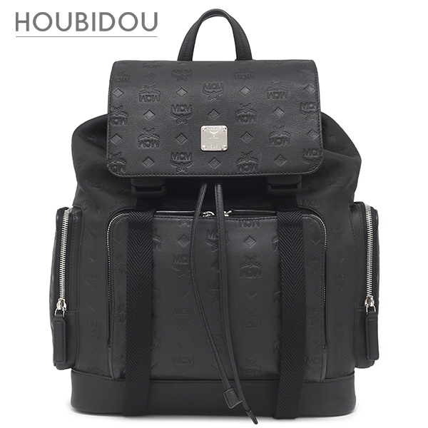 エムシーエム リュック・デイパック ヴィセトス バックパック レザー ブラック シルバー金具 黒 エンボス 型押し ロゴ 総柄 【中古】