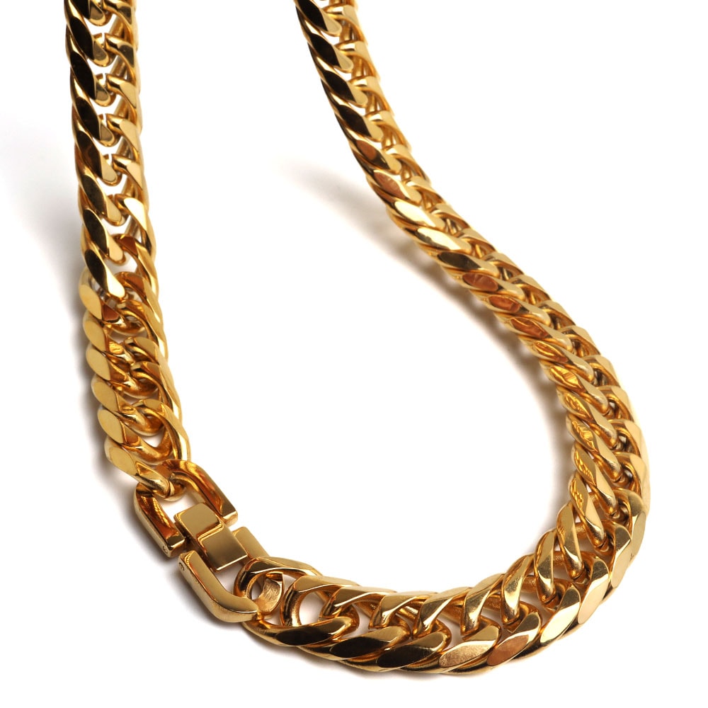 ステンレス 太幅のダブル喜平ネックレス ゴールドタイプ 幅11mm 3サイズ [n348-g-11mm] 4,748円