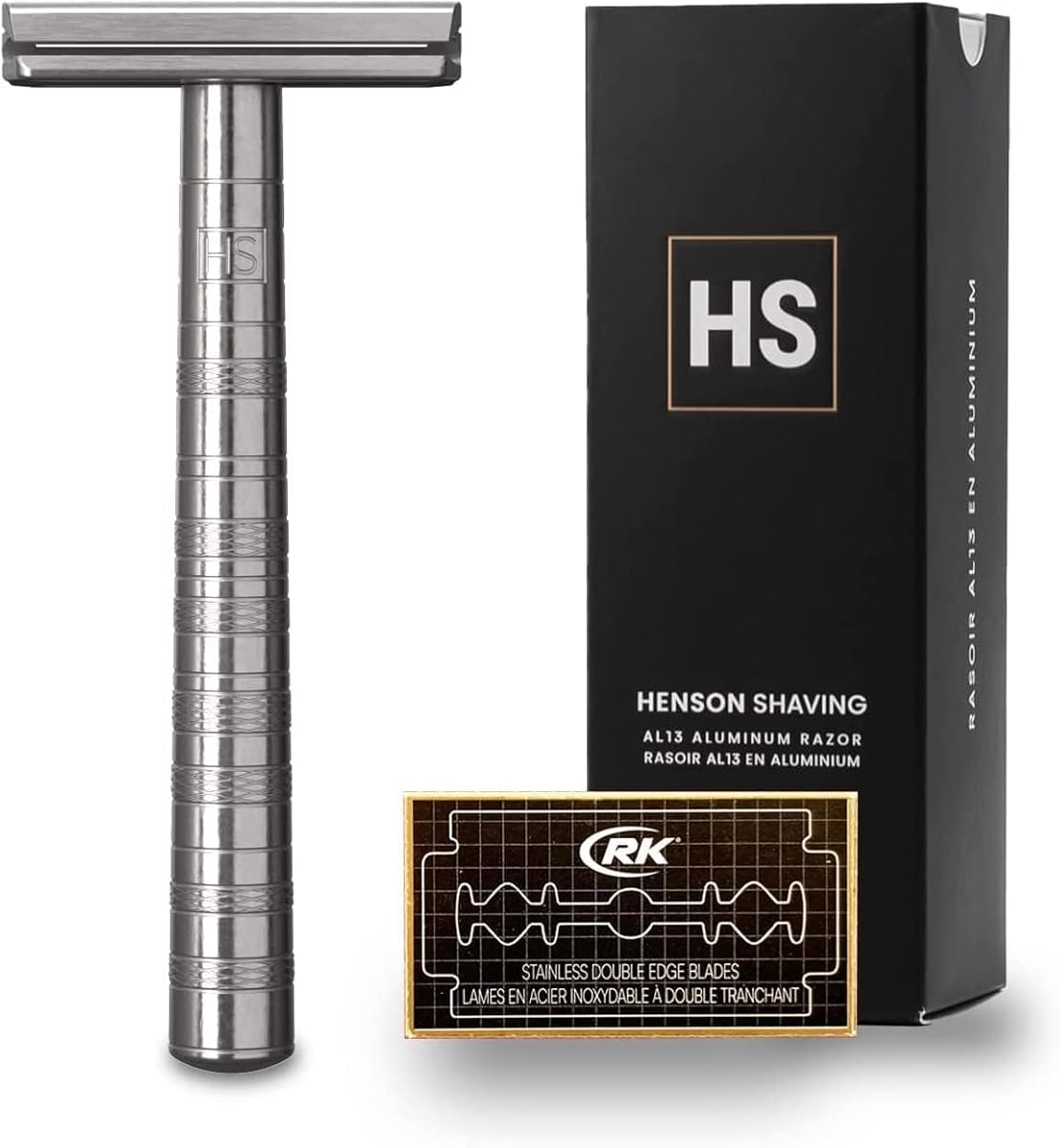 HENSON SHAVING AL13 MEDIUM (AIRCRAFT ALUMINUM) シェーバー 交換ヘッド5個付属 深剃りモデル [耐久性に優れ深剃りを求めるお客様に最適]