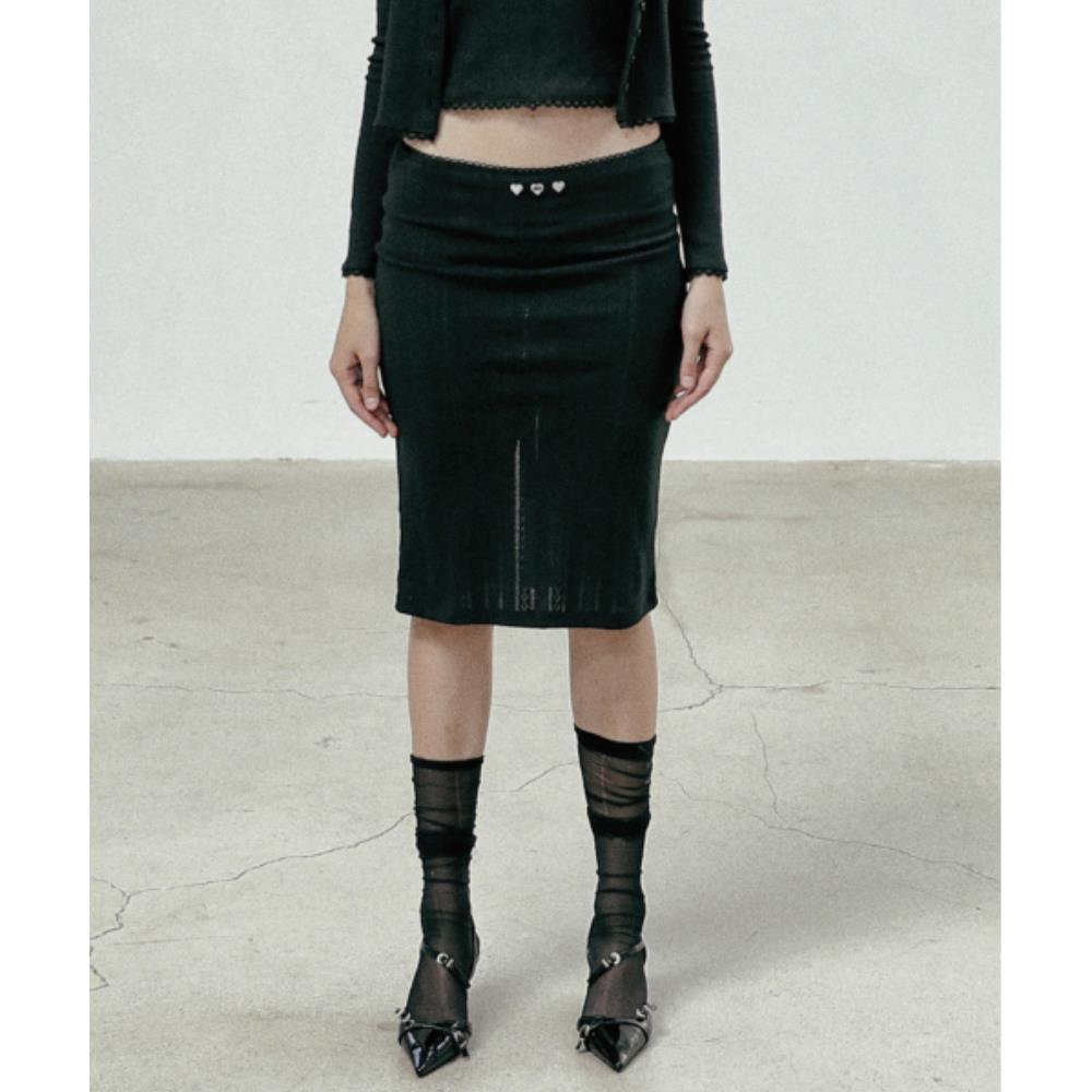 BADBLOOD Classic Logo Pointel Midi Skirt Black w-skt24-0 8,254円