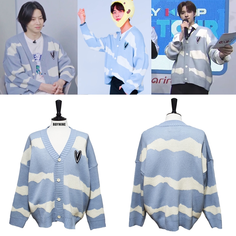 kpop人気 Light Blue Pattern Cardigan