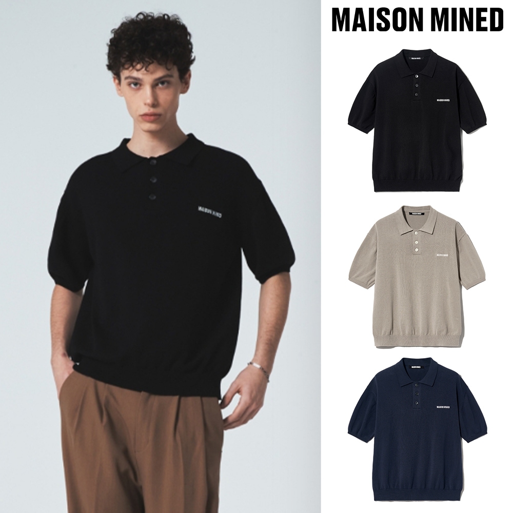 【MAISON MINED】 BORE COLLAR BUTTON HALF KNIT