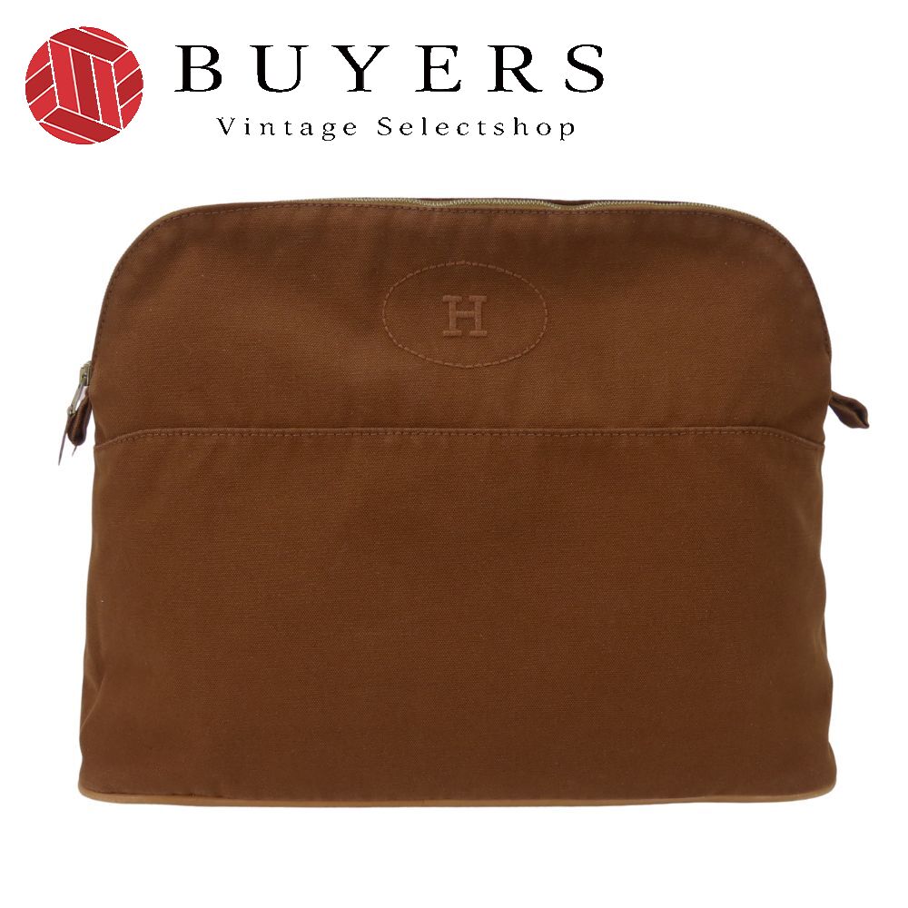 中古 ポーチ ボリードポーチTGM コットン ブラウン ブラウン ゴールド金具 小物入れ 化粧ポーチ マルチポーチ レディース 女性