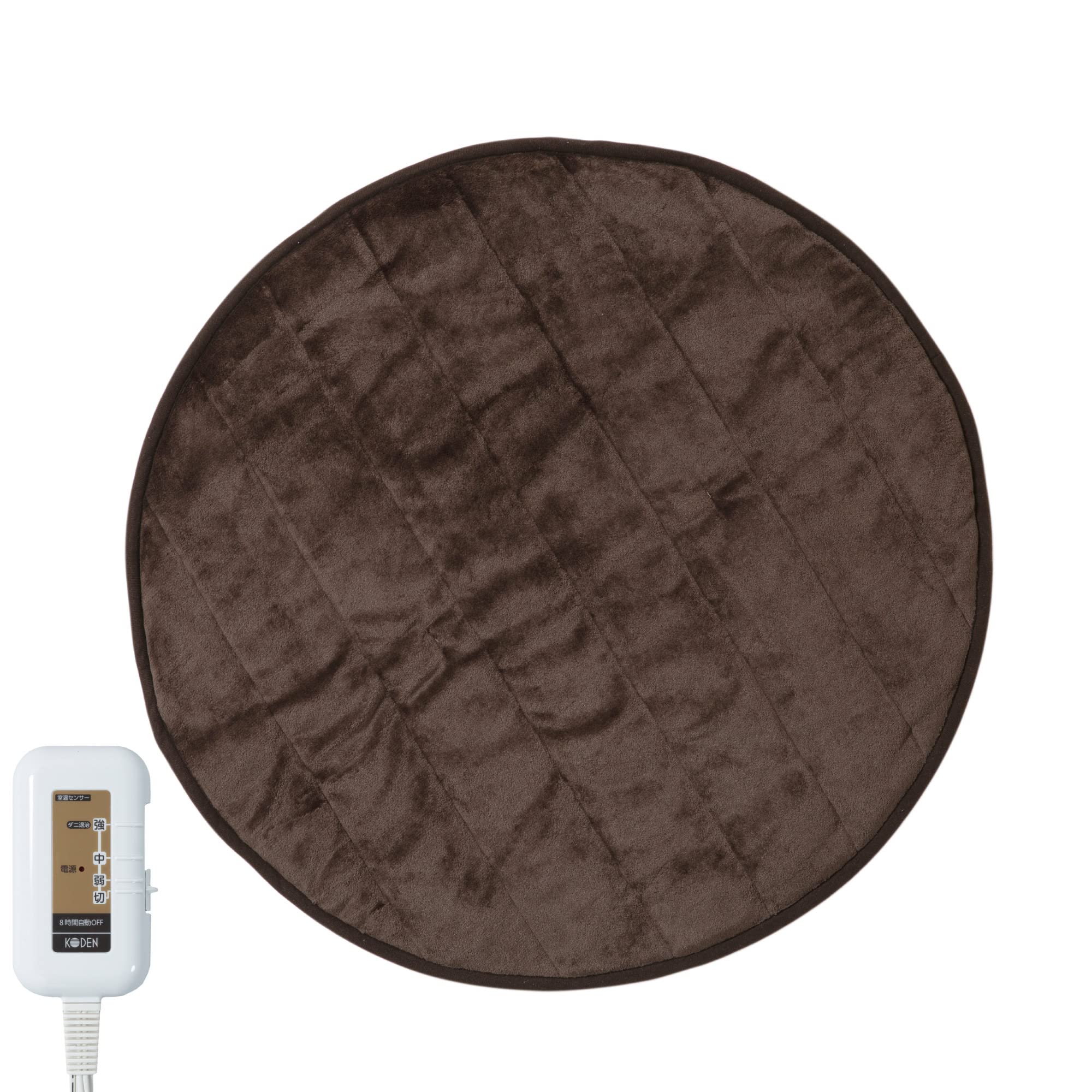 広電(KODEN) ホットマット らく寝ぼう 80×80cm 円形 ブラウン フランネル 洗える ダニ退治 8hOFF 室温センサー付 スライド温度調節 CWR080G-B