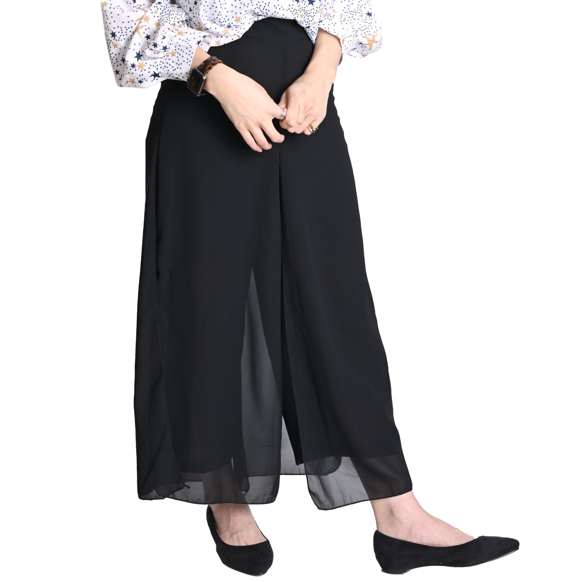 シフォン ワイド パンツ シフォンパンツ ワイドパンツ レディース 秋冬 きれいめ フレアパンツ ガウチョパンツ スカーチョ ガウチョ ワイド ボトムス 無地 ロング丈 シアー エアリー 大きいサイズ