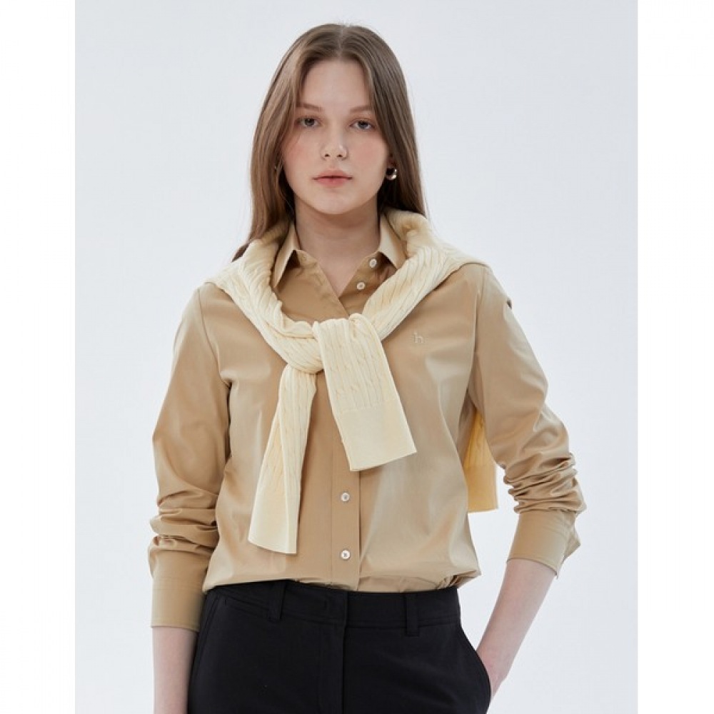 (ヘッジズレディース) 24SS ベージュスリムフィットスパンソリッドシャツ HSSH4BC21I2