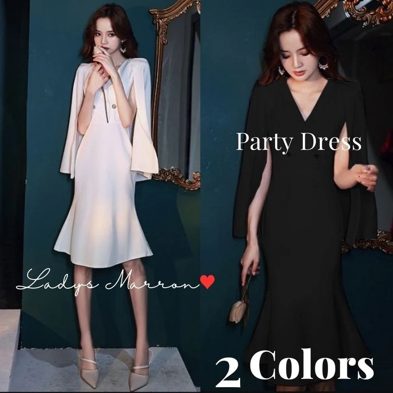 【急速出荷 2025年新作】ケープドレス お呼ばれドレス 結婚式 タイトドレス パーティードレス 韓国 かっこいい 成人式ドレス 同窓会ドレス マーメイドドレス マーメイドワンピース ポンチョドレス