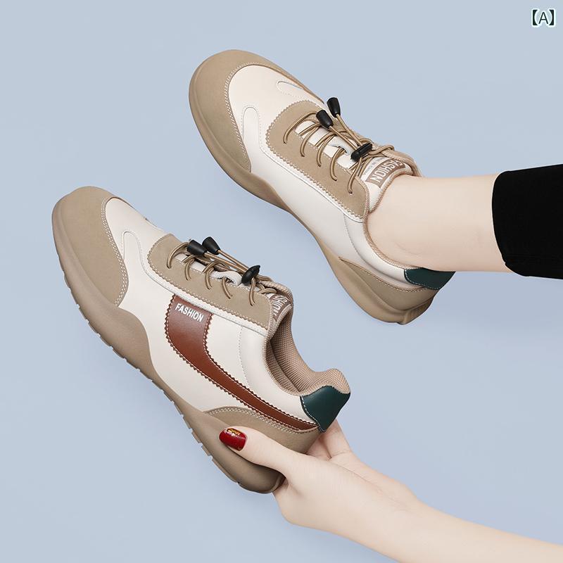 コンフォートシューズ レディース 婦人靴 ミセス 歩きやすい スニーカー カジュアル スポーツ 旅行 春秋 フラットソール 革 ソフト マザーズ レザー カーキ グレー