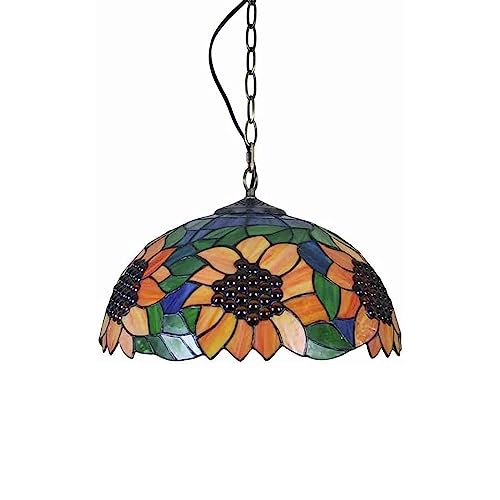 ペンダントライト かわいい モザイクランプ カラフル オシャレ ステンドグラス エスニック レトロ モダンライト おしゃれ 飾りランプ ティファニー風ライト ひまわり柄 田舎風 カフェ レストラン