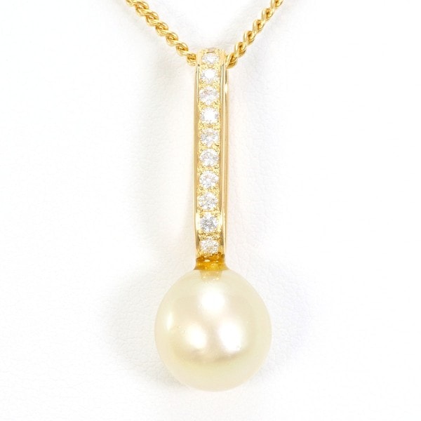 K18 18金 YG ネックレス 南洋真珠 ダイヤ カード鑑別書 ジュエリー 中古