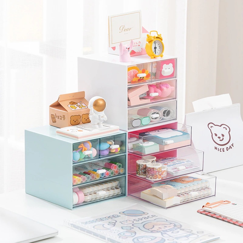 デスクオーガナイザー引き出し,事務収納ボックス,文房具オーガナイザー,化粧品収納ボックス,積み重ね可