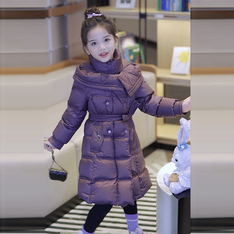 【迅速な出荷】元源王女 2023 女の子と男の子 90 ホワイトダックダウンウエストロング肥厚ダウンジャケット子供服ジャケット卸売