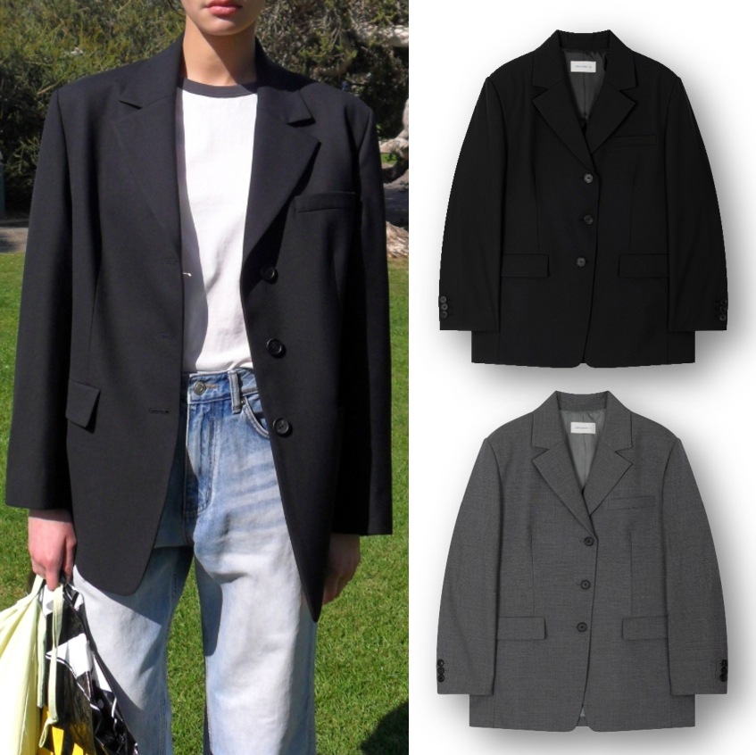 OVERSIZED 3-BUTTON WOOL BLAZER (LC251JK01)