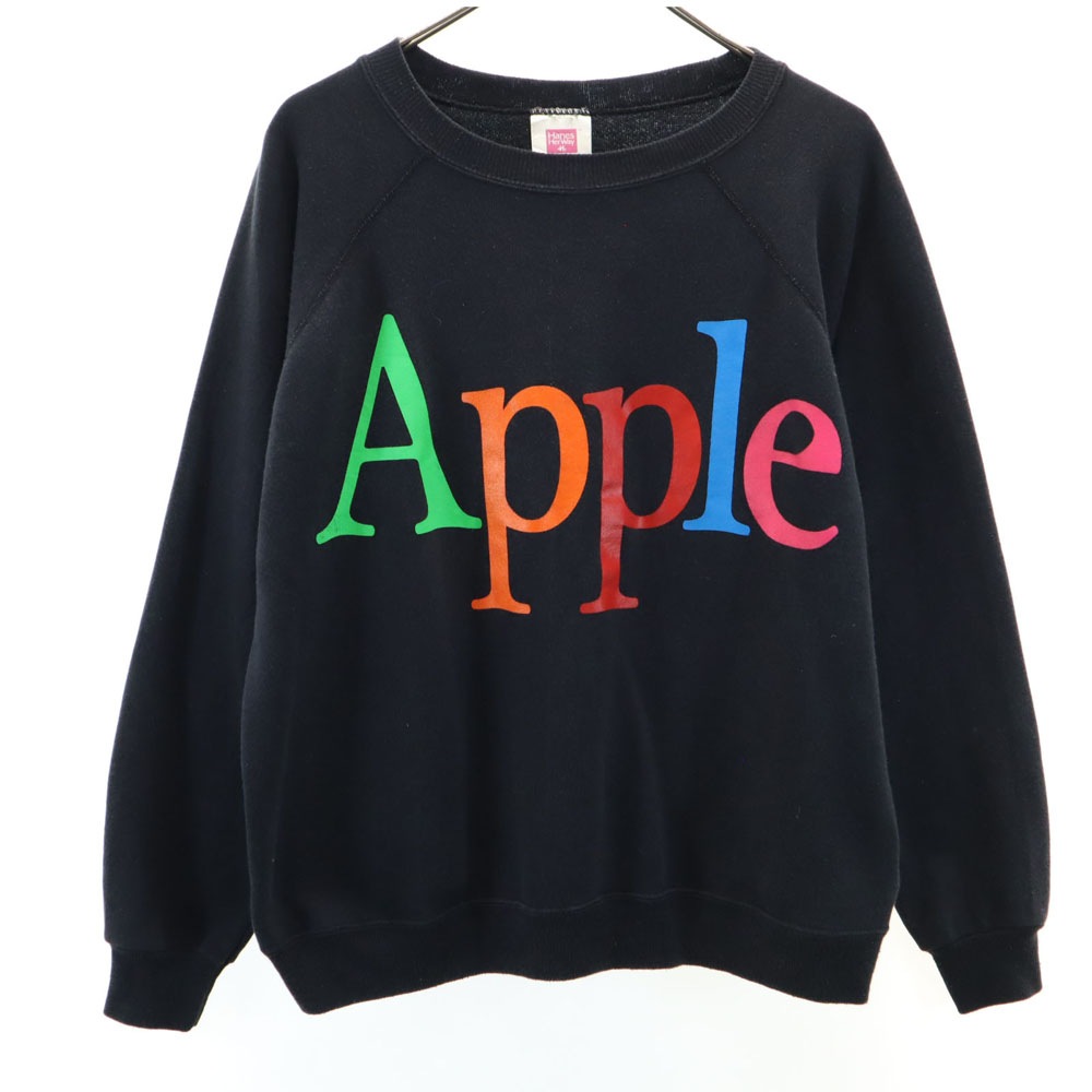 90s アップル オールド 企業 長袖 トレーナー M ブラック系 スウェット 裏起毛 メンズ