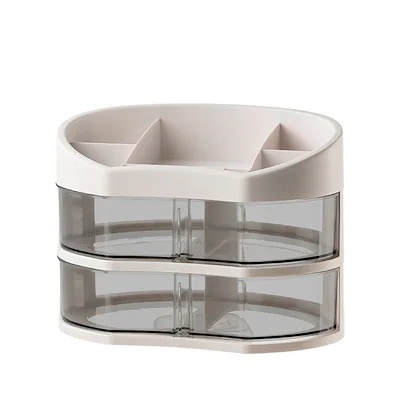 メガ割 多机能化粧品収納箱一体机面防塵大容量回転スキンケア口紅棚福袋