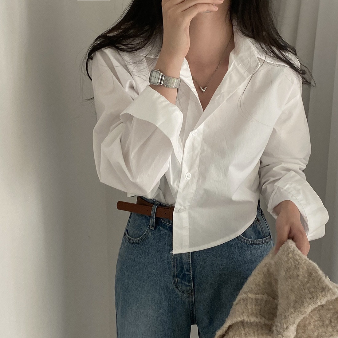 【1つ買うと10つ無料】女性のベースシャツの基本的な長袖シャツ 29,081円