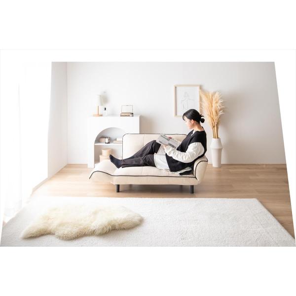 ソファー 2人掛け リクライニング おしゃれ コンパクト パイピング ベッド 二人掛け 肘掛け 27,547円