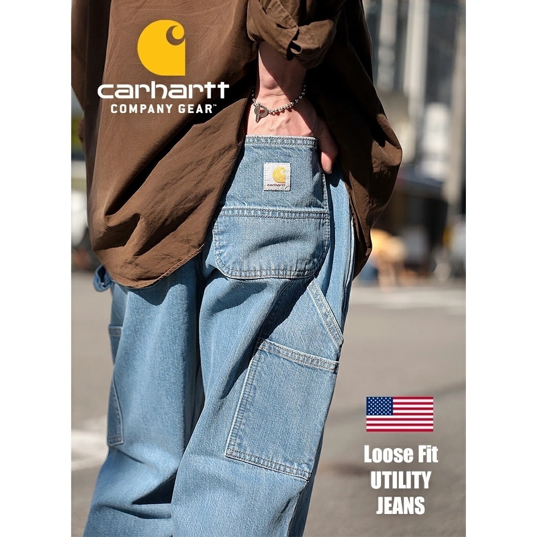 CARHARTT カーハート B13 ルーズ デニム パンツ ジーンズ Loose Fit Utility Jeans COVE DENIM ( ボトムス ライトブルー ウォッシュ ペインター 104