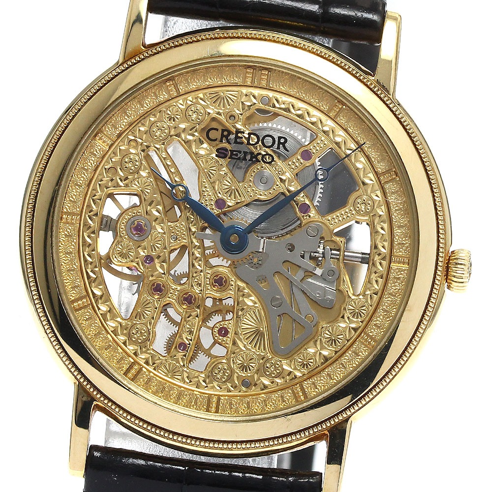 セイコー SEIKO GBBD998 クレドール K18YG スケルトン 手巻き メンズ _892146【中古】