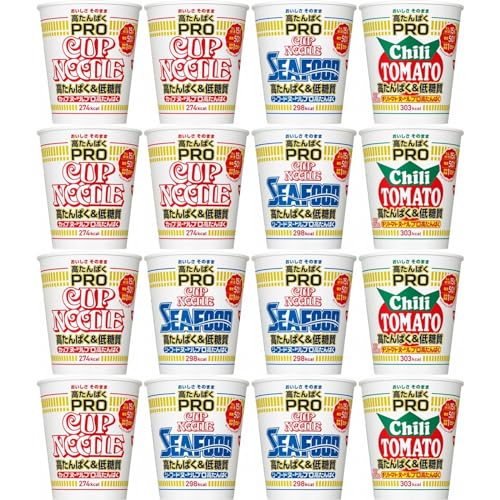 【限定】 日清食品 PRO 3種類アソート 高たんぱく & 低糖質 & 1日分の食物繊維 (計16個) カップ麺 詰め合わせ 箱買い