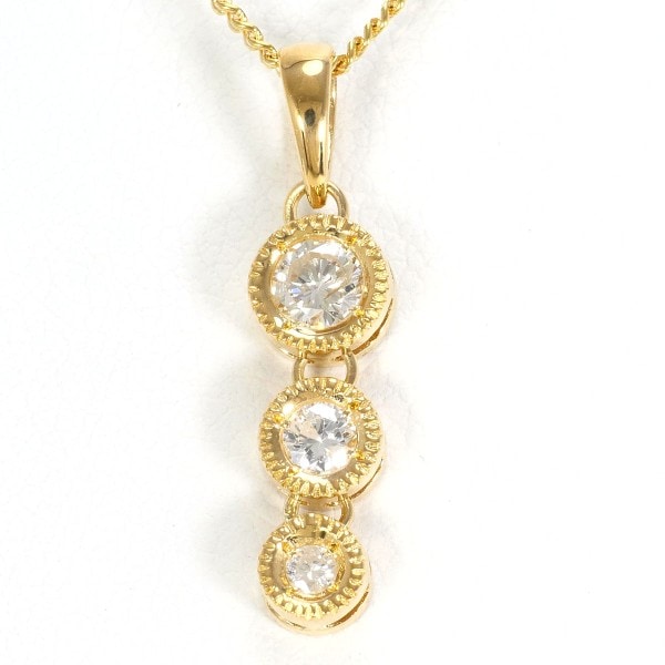 K18 18金 YG イエローゴールド ネックレス ダイヤ カード鑑別書 ジュエリー 中古 56,320円