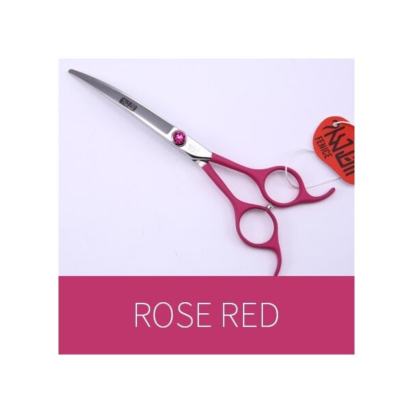 フェニスプロフェッショナルカラフルな6.5インチペット犬小動物グルーミング髪カット湾曲はさみ Rose Red