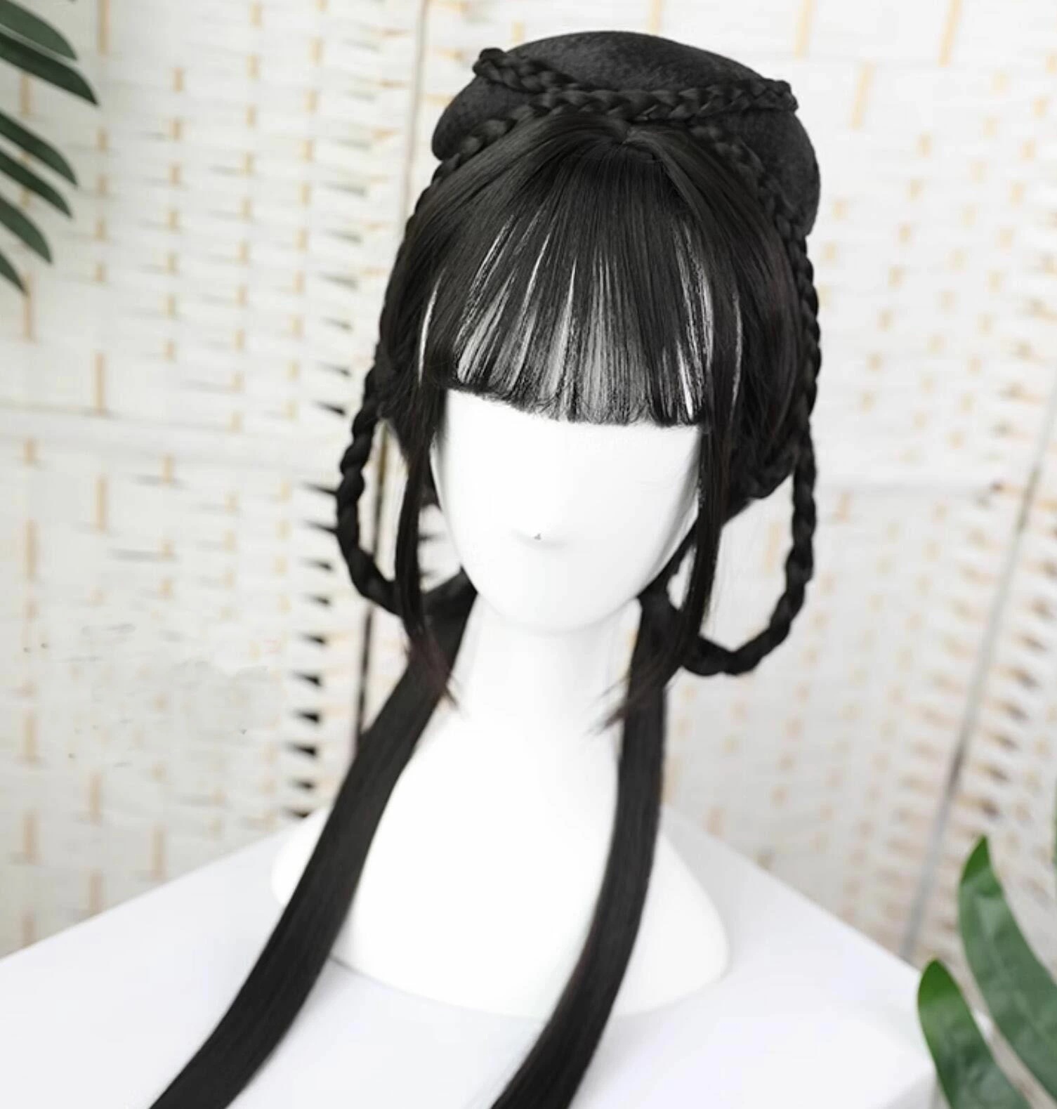 迅速な出荷 ハロウィン ウィッグ コスプレかつら フルウィッグ 中華風ウィッグ 中国古代宮廷風髪スタイルウイッグ 土台 辮髪 皇后 貴妃 髷 コスチューム 仮装 変装 漢服 チャイナ服 中華服用ウイッ